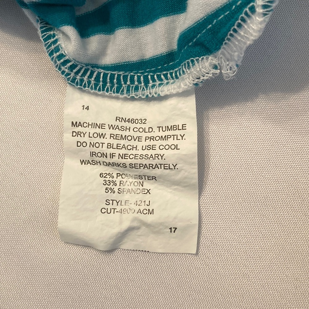 N Touch Teal Striped Long Sleeve Women's Top - Picture 6 of 8
